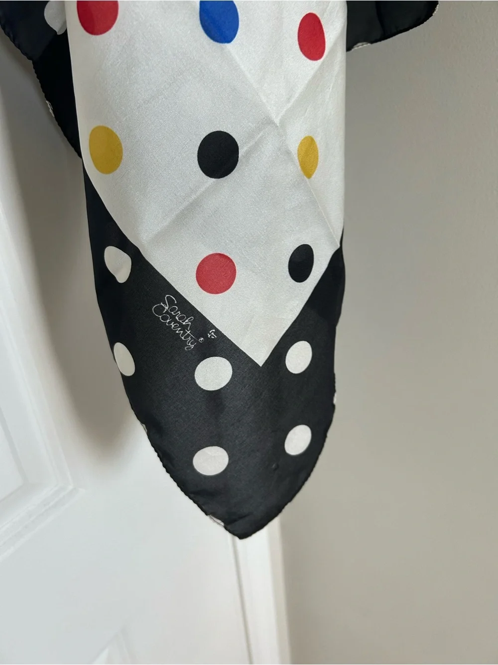Sarah Coventry Polka Dot Silk Scarf with Colorful Accents
